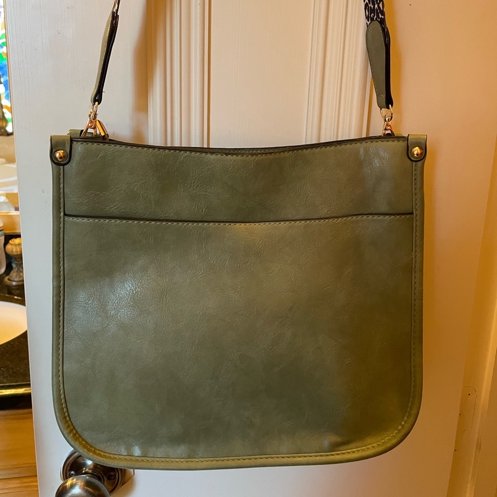 Olive green leather crossbody